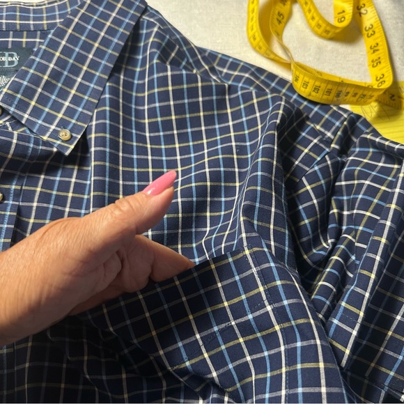 HB Harbor Bay Navy and White, Yellow Plaid  Short Sleeve Shirt 4XL - Picture 10 of 14